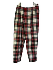 NOS Vintage 70s Womens 16 Wool Blend Tartan Plaid High Rise Pants USA Holiday