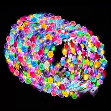 HONLYNE 100 LED Flower Crown Headbands Light Up Women Glow Party Favor