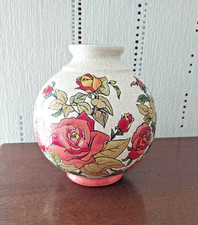 vase boule en émaux de Longwy st jean l aigle décor la roseraie EA  1/50 Ø 18