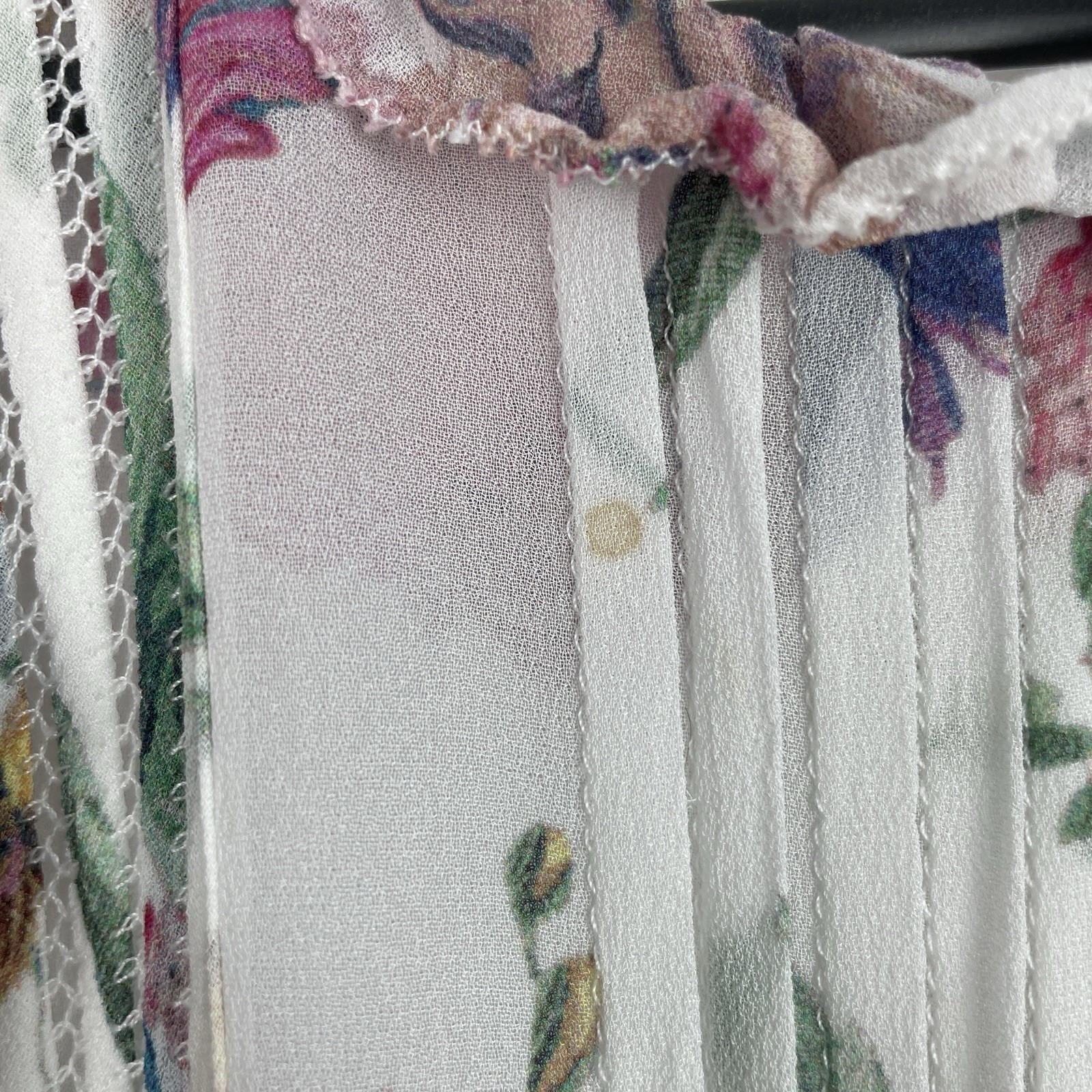 Zimmermann Ninety Six Linear Midi Dress Size 3 / 14 Au White Floral Ruffle