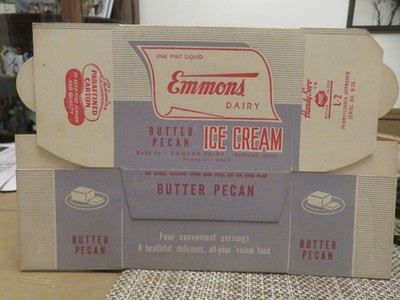 EMMONS DAIRY (Ashland, Ohio) BUTTER PECAN ICE CREAM CARTON (1947)