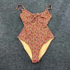 RHYTHM Sierra Floral Tie Front One-Piece Swimsuit Women's Size XL Pink