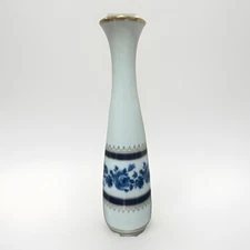 Vintage Royal Porzellan Bavaria KPM Blue Rose Gold 10" Bud Vase Germany