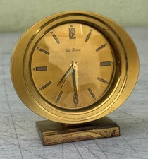 Seth Thomas Clock Vintage Desk Clock Alarm Clock 4" D Mid Century Modern gold