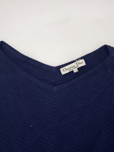 Christian Dior/Short Sleeve Dress/L/Cotton/NVY/ - Picture 6 of 9