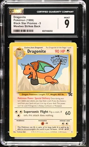 Pokémon 1999 Dragonite Mewtwo Strikes Back Black Star Promos #5 CGC 9