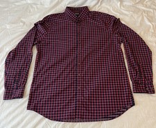 Express Men s Large Red/Blue Checker Button Up Long Sleeve Used