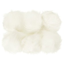 6Pcs Fluffy Soft Faux Fur Pom Poms for Hats with Elastic Loop, White