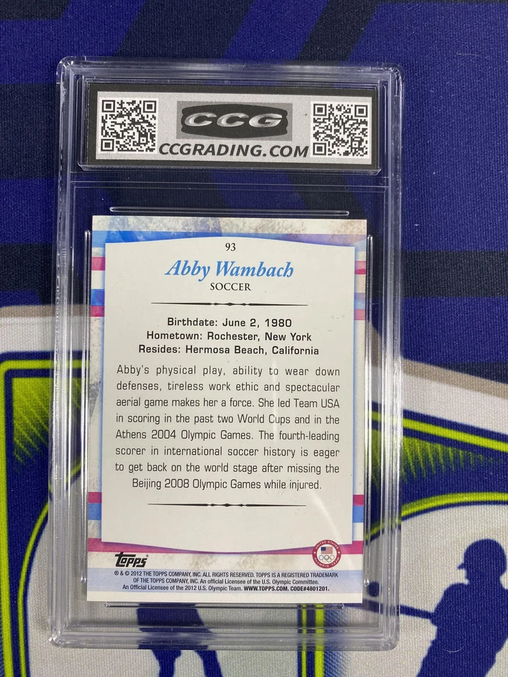 Abby Wambach 2012 Topps US Olympic Team 93 CCG 10 RC - Image 2 of 2