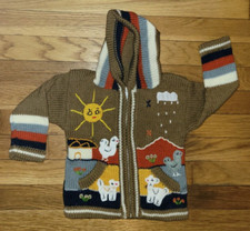 Child's Arpillera Handmade Peruvian Sweater - Dark Beige - 18-24 months