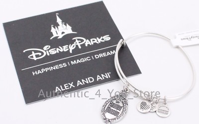 New Disney Alex and Ani Haunted Mansion Sign Gate Plaque Silver Bangle Bracelet