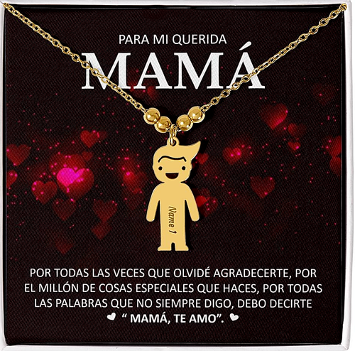 Regalo Para Mamá De Hijo o Hija Día De Las Madres Collar Engravado Niño Navidad