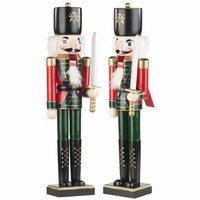 Infactory 2Er-Set Handbemalte Deko-Nussknacker Aus Holz, 48,5 Cm