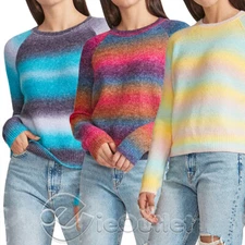 Brand New BB Dakota by Steve Madden Ombre Fuzzy Pastel It Over Woven Sweater NWT