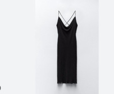 Zara Womens Beaded Dress Black S Sleeveless Lined Studded Cocktail 8615/844 NWT