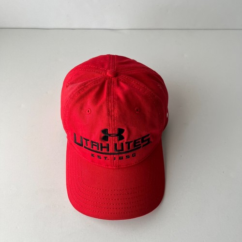 Utah Utes Embroidered Mens Baseball Cap Hat Under Armour Strapback UA Red Unisex - Picture 10 of 14