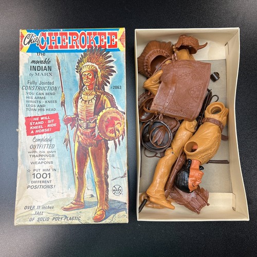 Marx Chief Cherokee Action Indian Doll with Accessories - Boxed - For Parts - Picture 4 of 16