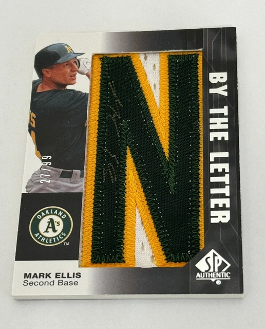 Mark Ellis 2008 UD SP Authentic By The Letter N Patch Auto Card 27/99 Athletics