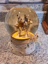 Awesome Snow Globe Wood Reindeer Snowman Santa Claus Christmas A6 