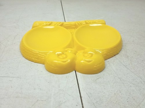 Plastic Yellow Lovebirds Dual Spoon Holder Vintage Admiration Made In USA - Picture 6 of 7