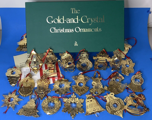 Danbury Mint Gold & Kristalle Weihnachtsschmuck 24er Set OVP Pls Lesen