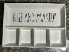 Rae Dunn Makeup Tray Organizer Kiss and Makeup Trinket Jewelry Tray 10x7