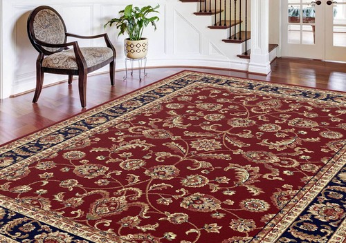 Alfombra persa bordeada Red Scrolls Vines área oriental hojas orientales - Imagen 3 de 15