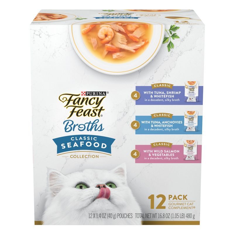 Purina Fancy Feast Wet Cat Food Variety Pack Seafood 1.4oz 12 Cans