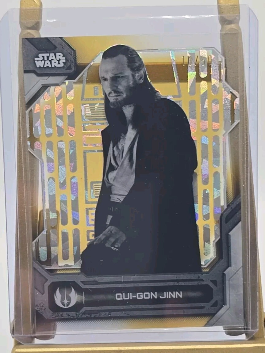 /50 Qui Gon Jin 2024 Topps Star Wars High Tek Black & White #BW-Q Gold