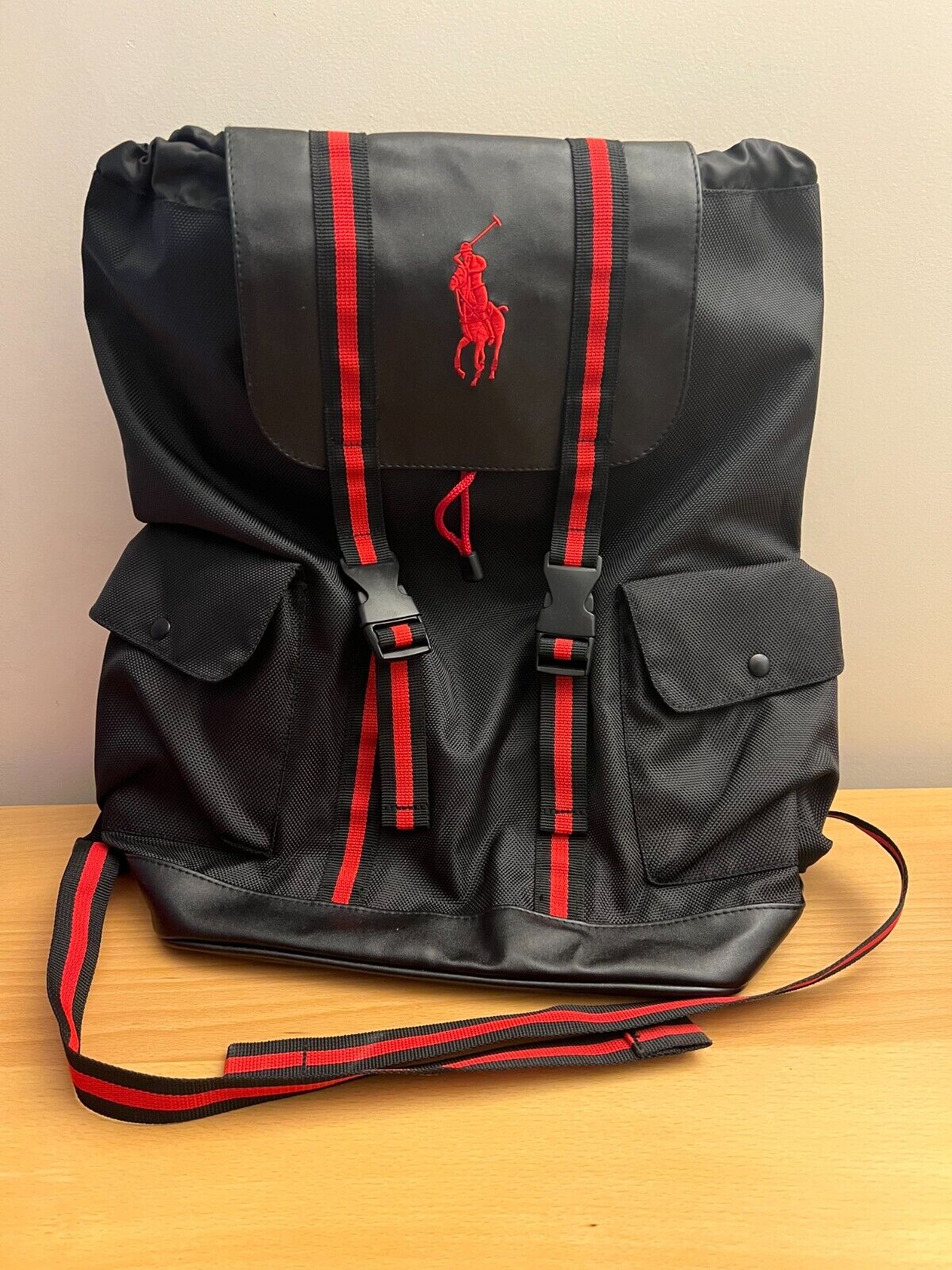 ***BRAND NEW w/Tags Polo By Ralph Lauren Red Black Backpack Weekender Bookbag