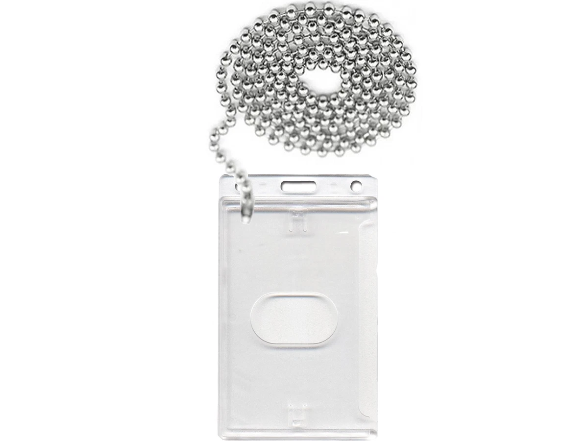 Steel Ball Neck Chain ID Card Enclosed ID Card Holder eBay