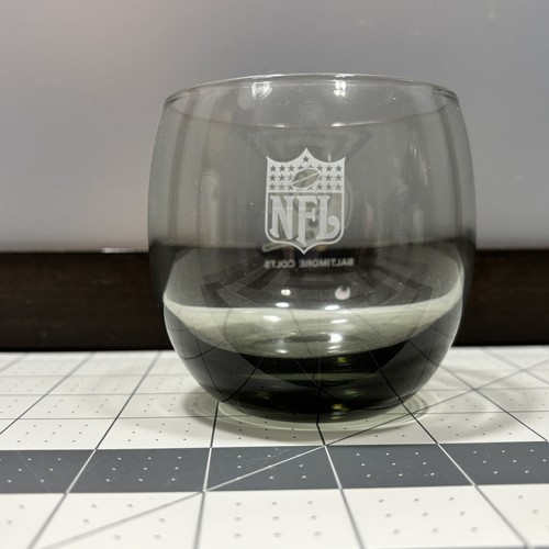 Vtg Baltimore Colts NFL Glass White Logo Smoked Gray Lowball Bar Indy Football - Picture 4 of 13