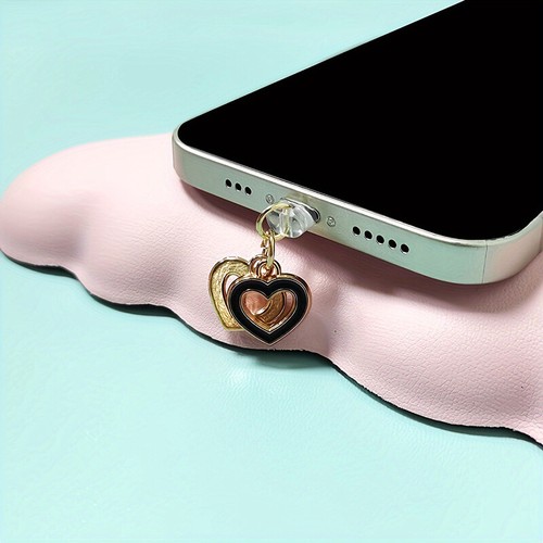 Mobile Phone Dust Plug Black White Love Heart-shaped Phone Pendant For Phone - Zdjęcie 3 z 11