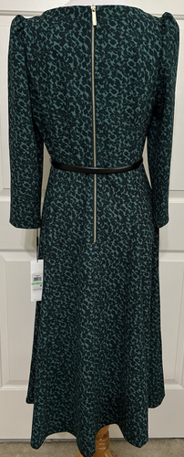 NWT Calvin Klein size 8 green floral 3/4 sleeve fit & flare dress $139 - Picture 4 of 7