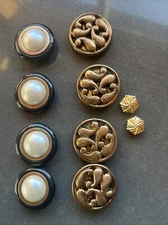 Estate Lot Of 10 Vintage Costume Button Covers Various Shapes and Designs