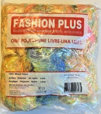 1 Lb Eyelash Yarn Fashion Plus Mill End Yellow Orange Blue Mixed Fiber