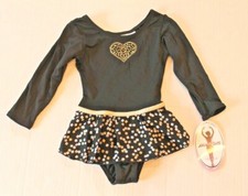 Jacques Moret Love Falling Heart Black Skirtall Dance Leotard Girl Size XS 4-5