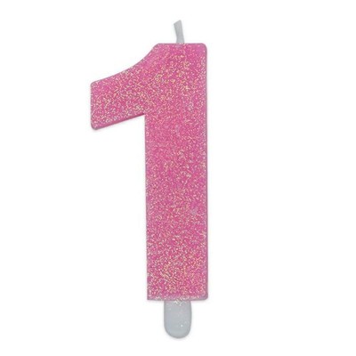 Candelina numero 7 di cera sweety celeste glitter 9cm Candelina numero 7 di cera sweety celeste glitter 9cm