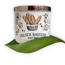 Bath & Body Works FRENCH BAGUETTE  3 Wick Candle 14.5oz Fresh Baked Bread New