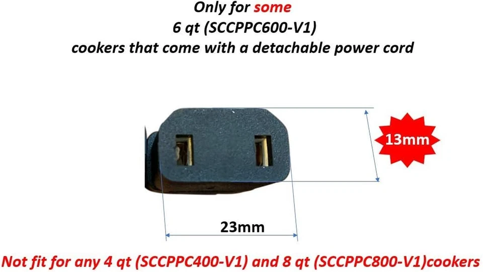 1 cable de alimentación gourmet GJS compatible con olla E seleccionada (no TODA) 6 cuartos Foto 2 de 4