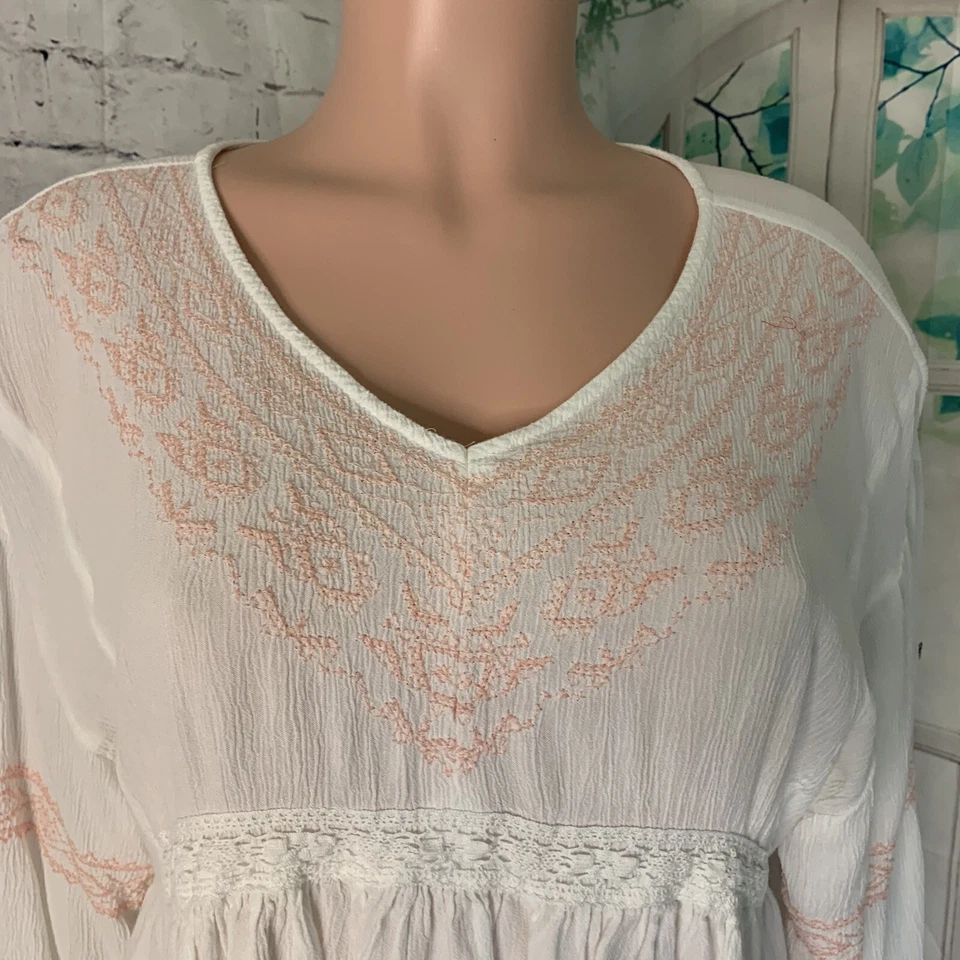 Justice молодежи девочек Kids верхний размер 14/16 белый вискоза вышитый богемное расслабиться подходит - Изображение 2 из 4