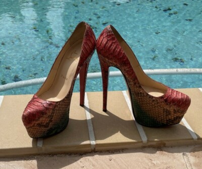 CHRISTIAN LOUBOUTIN DAFFODILE MULTI PYTHON SNAKESKIN PLATFORM