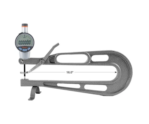 Deep Throat Micrometer, 0.5" Range, 16" Reach, .0005" Res