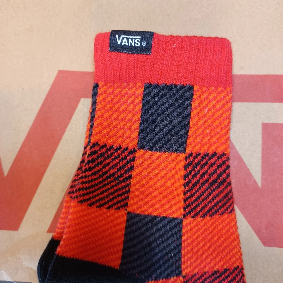 (3) pairs Vans Crew Socks Women's 6.5 -10 Black/Red Checkerboard - VN0AR2QYHU - Image 3 of 4