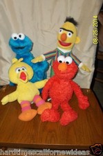 SESAME STREET PLUSH LOT OF 4 BERT COOKIE MONSTER TYCO BIG BIRD GUND ELMO
