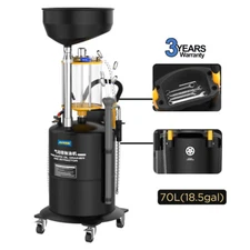 Waste Oil Drain Tank Portable Oil Drain Container 18.5 Gallon w/ Oil Pan Funnel 