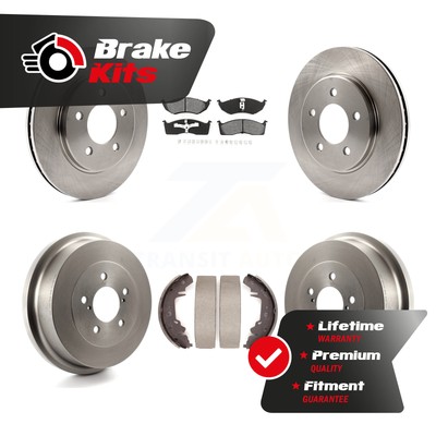 Front Rear Brake Rotors Semi-Metallic Pad & Drum Kit For 1996-2000 Dodge Caravan