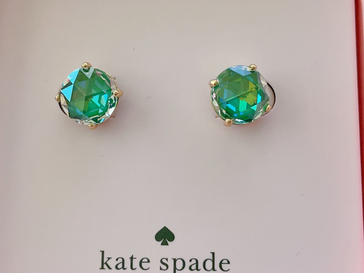 Kate Spade Bright Ideas CZ Stud Earrings, Emerald, New in