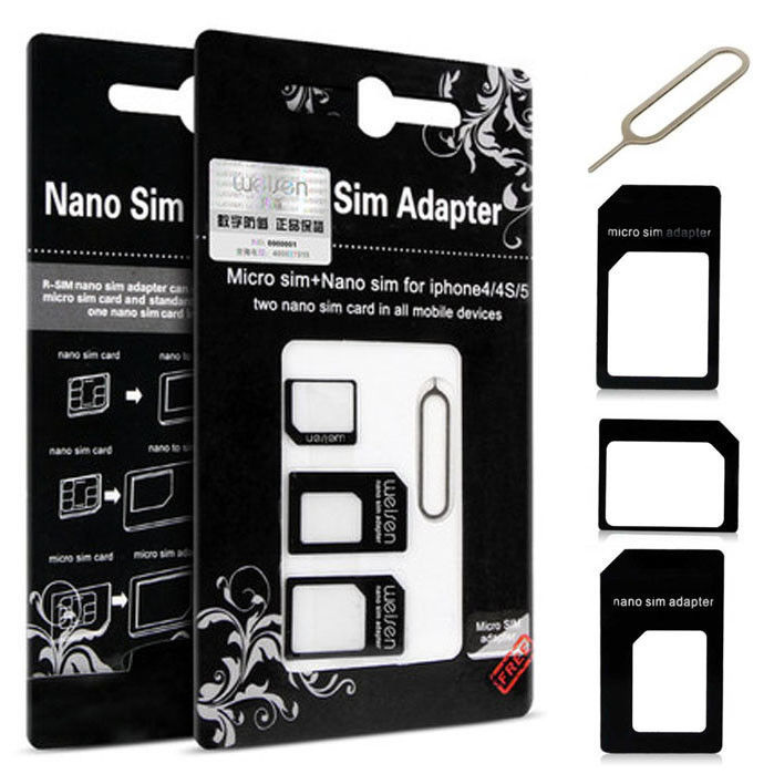 3 Pcs Nano Micro Standard SIM Card Adapter Converter Eject Pin