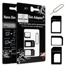 3 Pcs Nano Micro Standard SIM Card Adapter Converter Eject Pin iPhone 6 5 4S bl